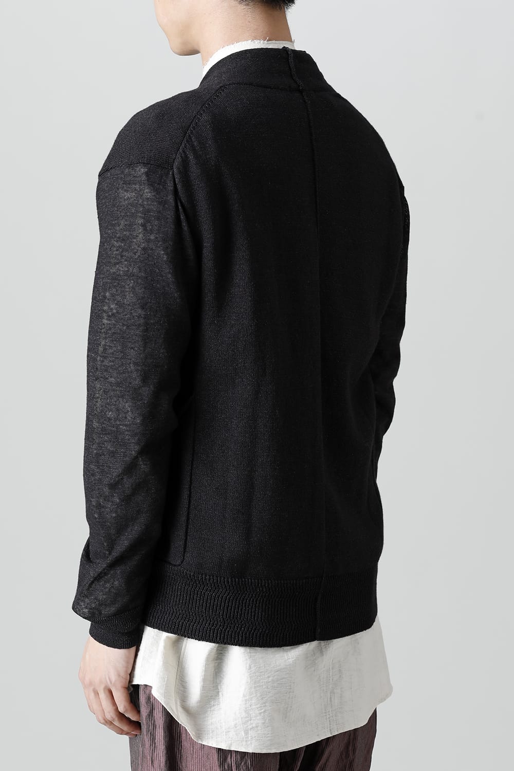 Knit cardigan linen nylon combination