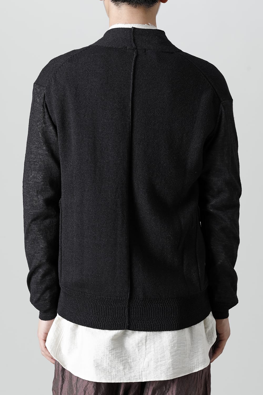 Knit cardigan linen nylon combination