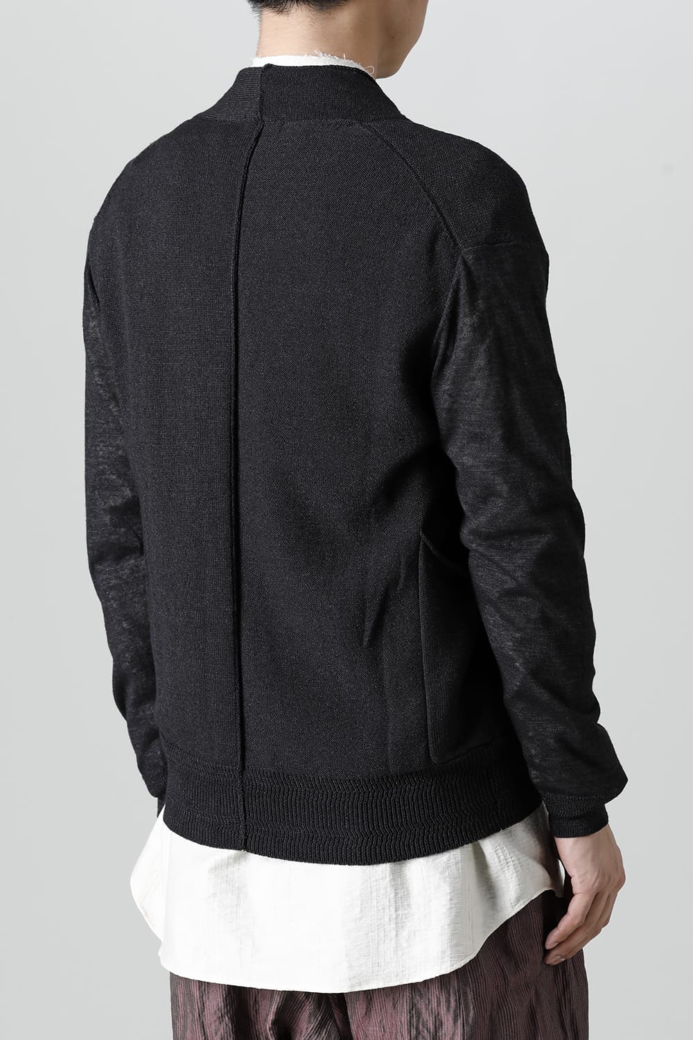 Knit cardigan linen nylon combination