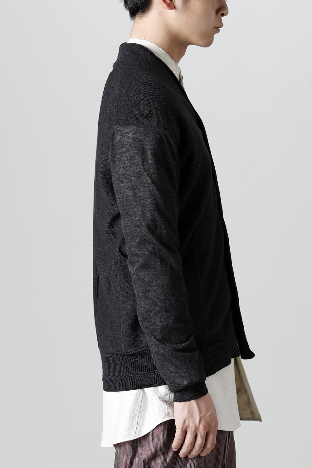 Knit cardigan linen nylon combination