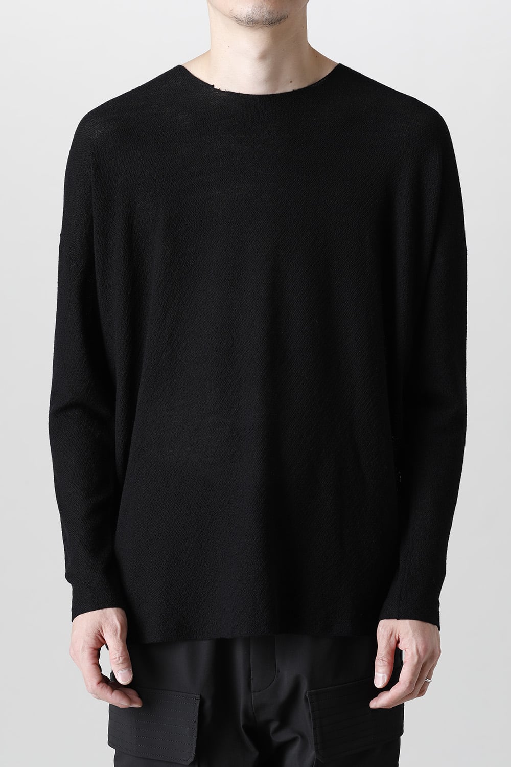 ルーズフィット ロングスリーブ メリノウール  ブラック