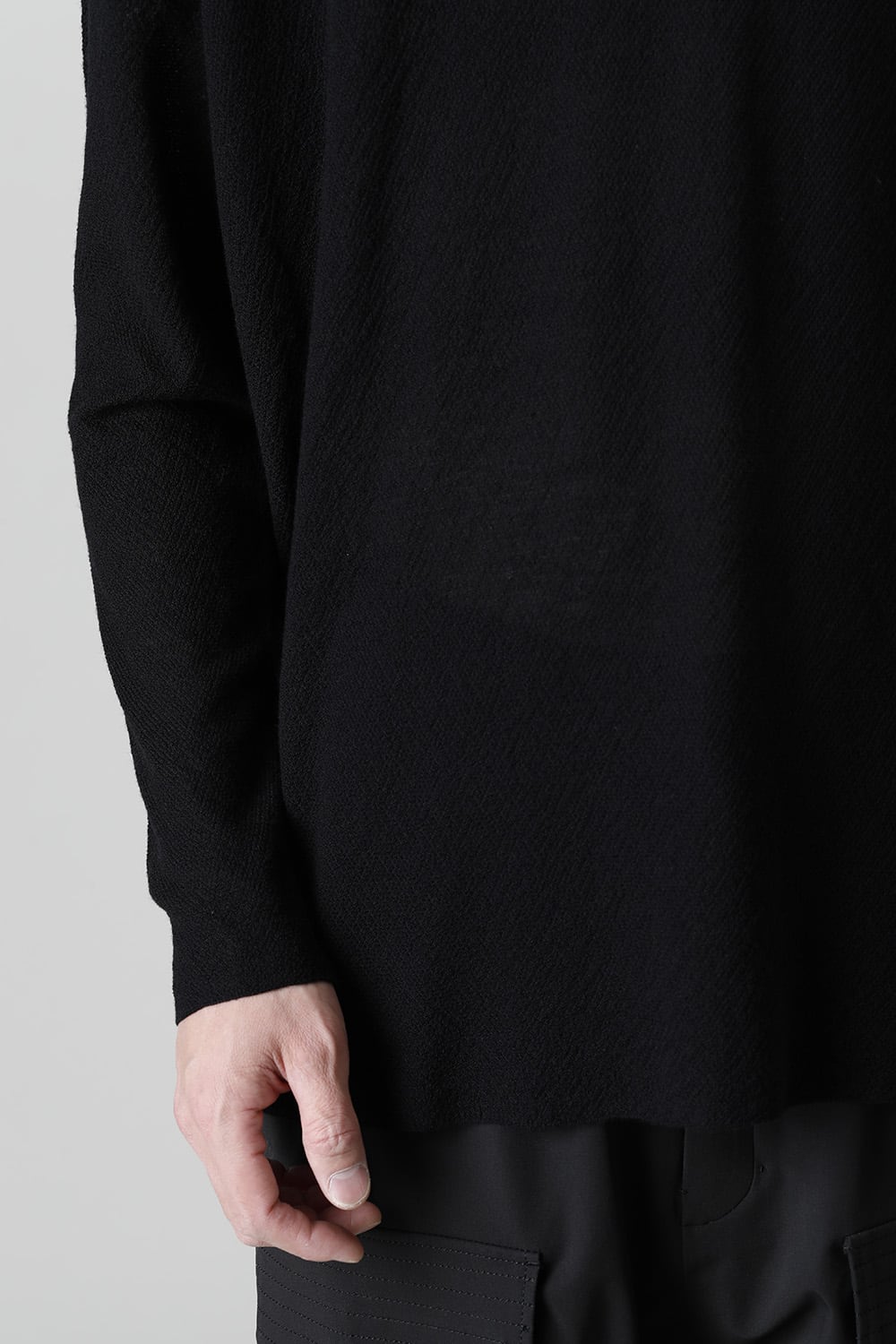 ルーズフィット ロングスリーブ メリノウール  ブラック