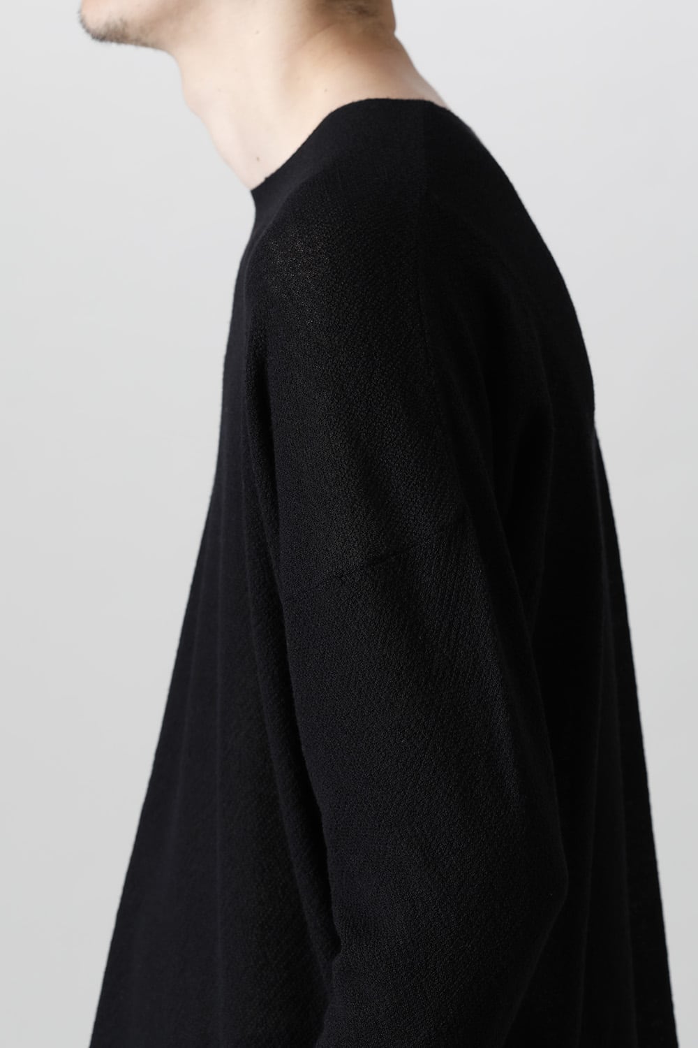 ルーズフィット ロングスリーブ メリノウール  ブラック