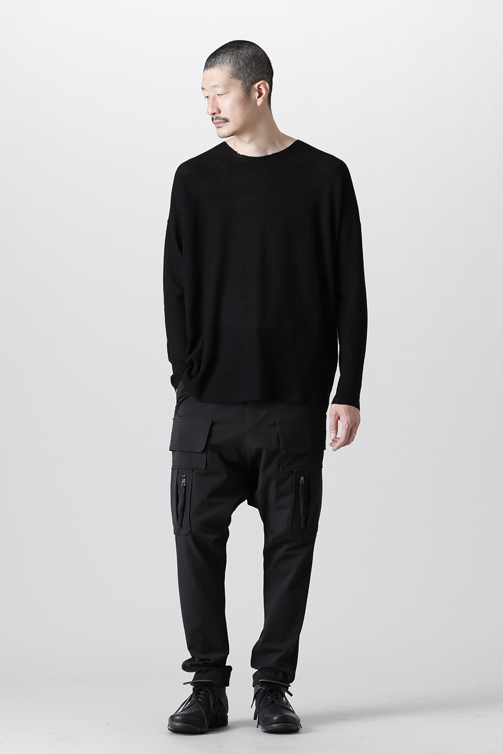 ルーズフィット ロングスリーブ メリノウール  ブラック