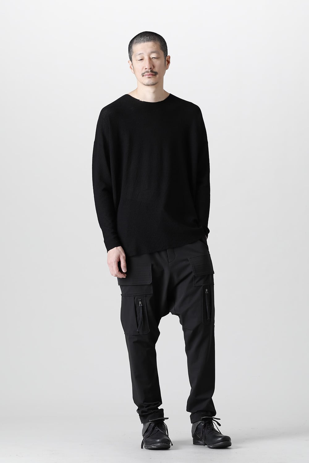 ルーズフィット ロングスリーブ メリノウール  ブラック