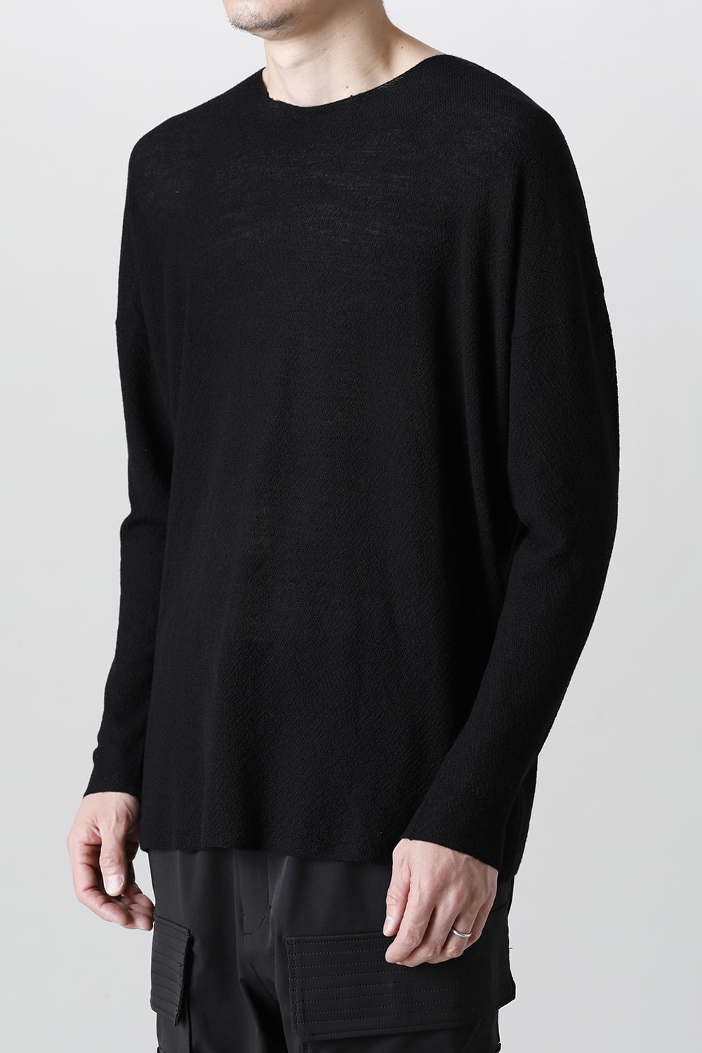 ルーズフィット ロングスリーブ メリノウール  ブラック