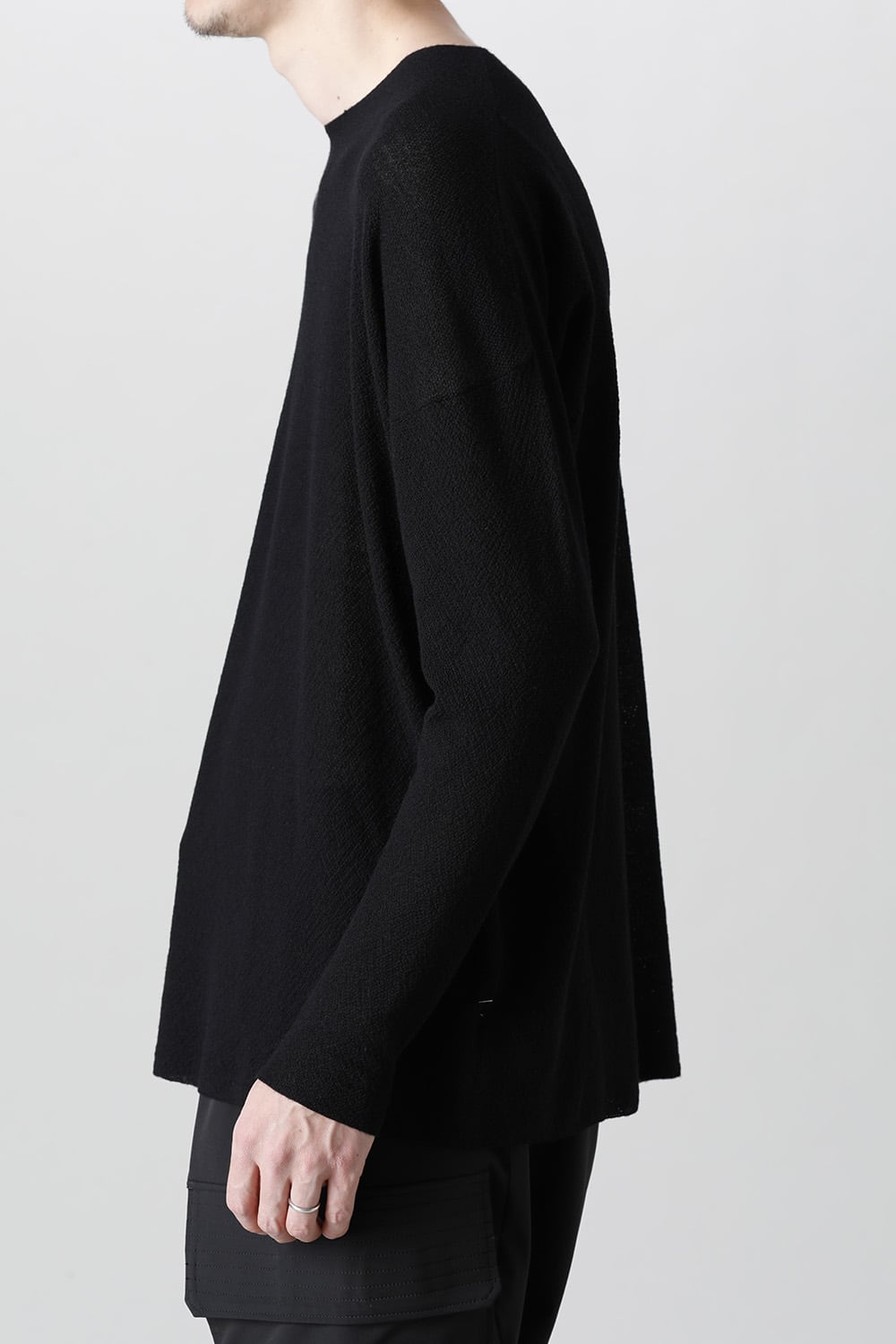 ルーズフィット ロングスリーブ メリノウール  ブラック