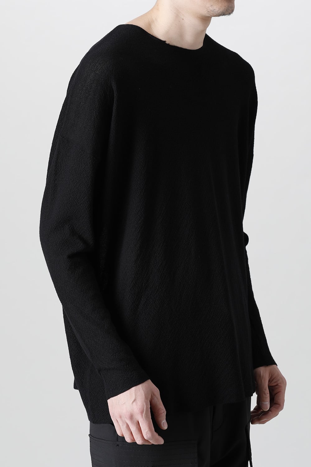 ルーズフィット ロングスリーブ メリノウール  ブラック