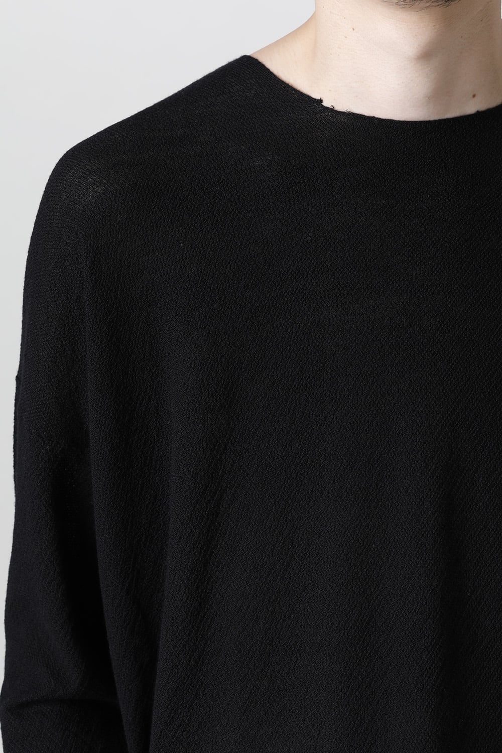 ルーズフィット ロングスリーブ メリノウール  ブラック