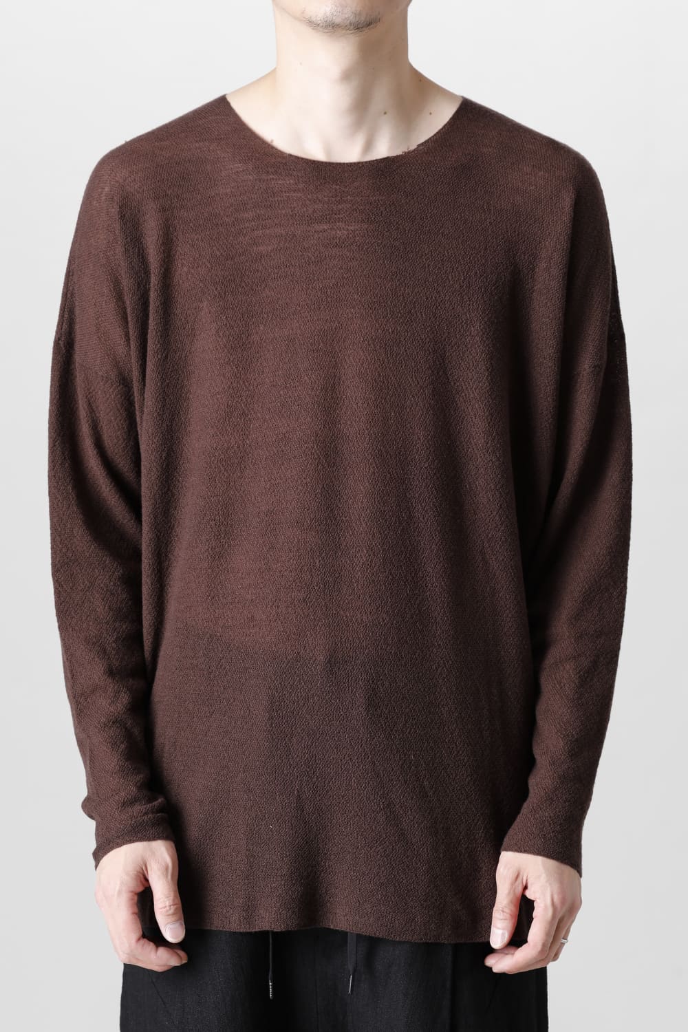 ルーズフィット ロングスリーブ メリノウール  ダークブラウン