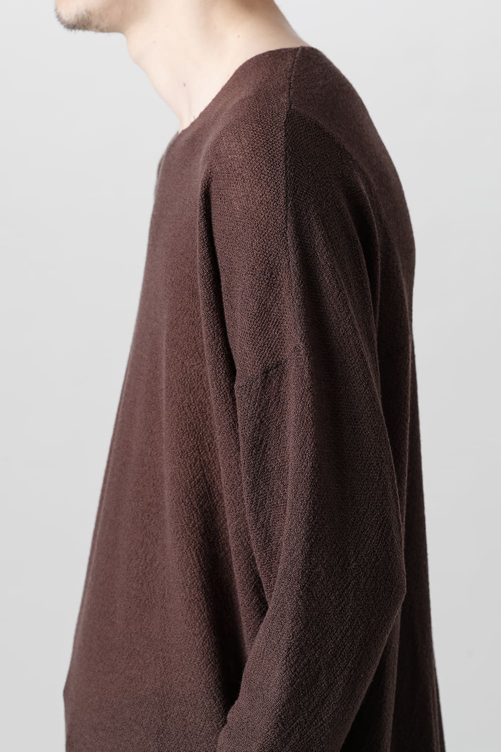 ルーズフィット ロングスリーブ メリノウール  ダークブラウン