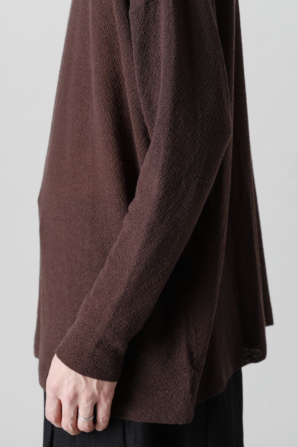 ルーズフィット ロングスリーブ メリノウール  ダークブラウン