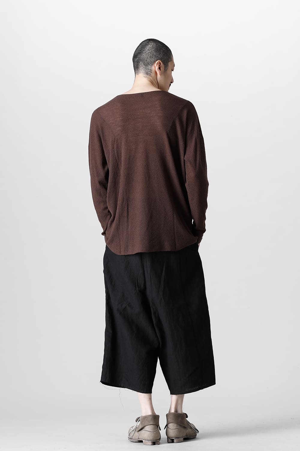 ルーズフィット ロングスリーブ メリノウール  ダークブラウン