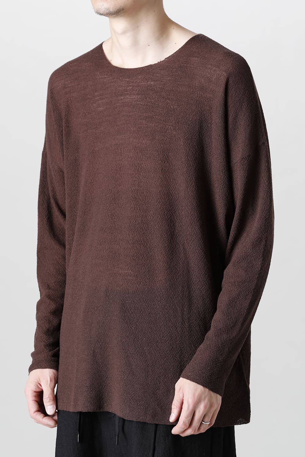 ルーズフィット ロングスリーブ メリノウール  ダークブラウン