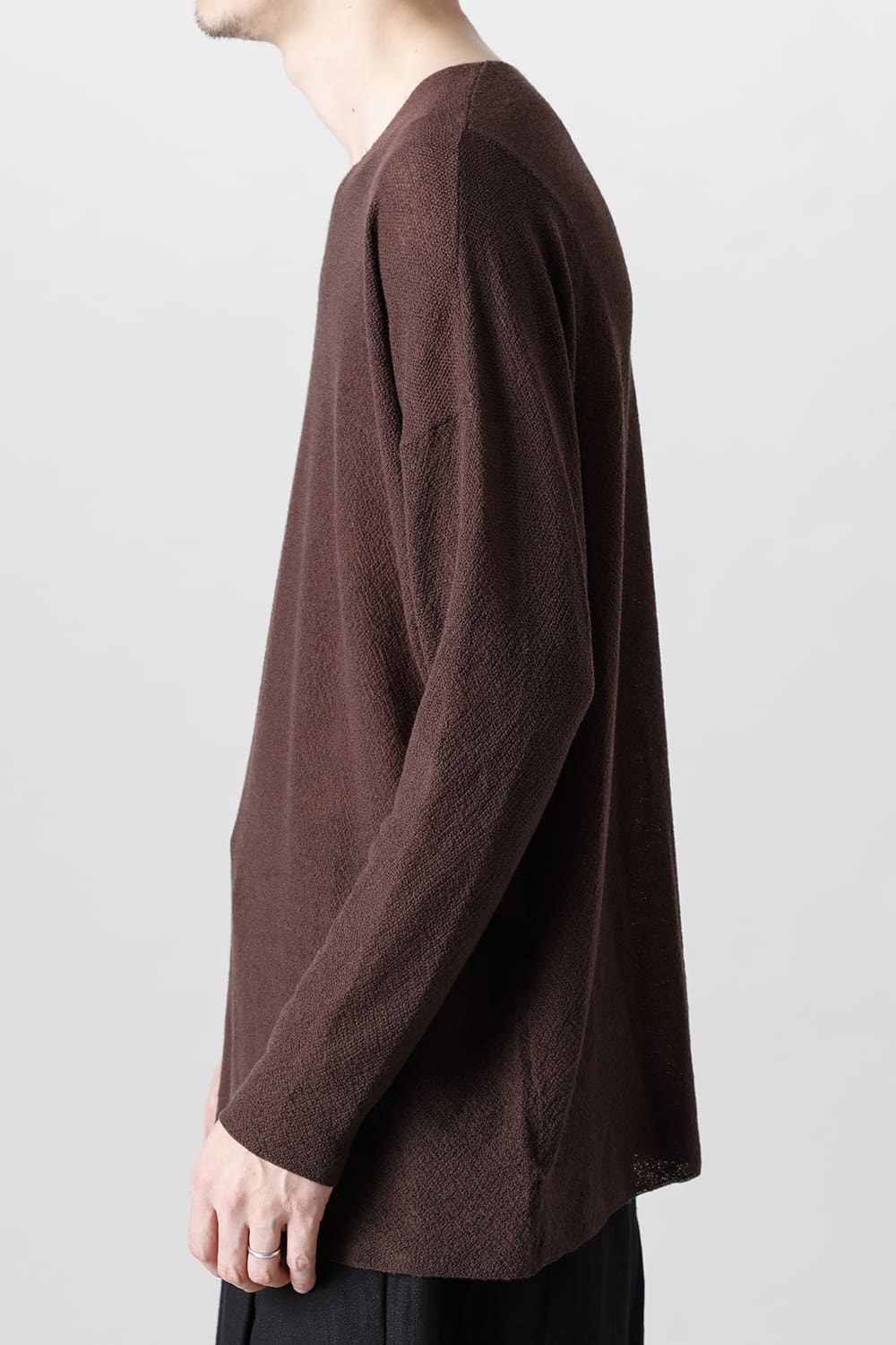 ルーズフィット ロングスリーブ メリノウール  ダークブラウン