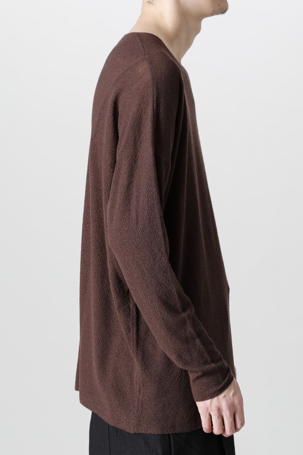 ルーズフィット ロングスリーブ メリノウール  ダークブラウン
