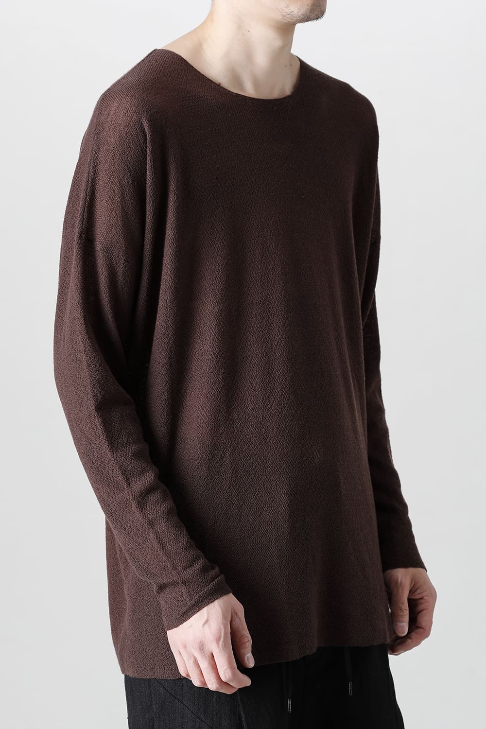 ルーズフィット ロングスリーブ メリノウール  ダークブラウン