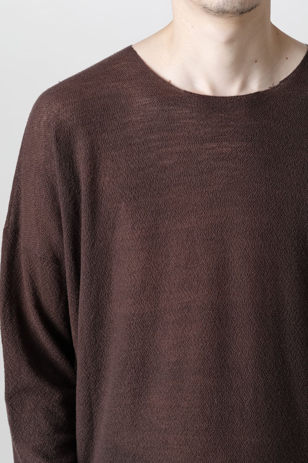 ルーズフィット ロングスリーブ メリノウール  ダークブラウン