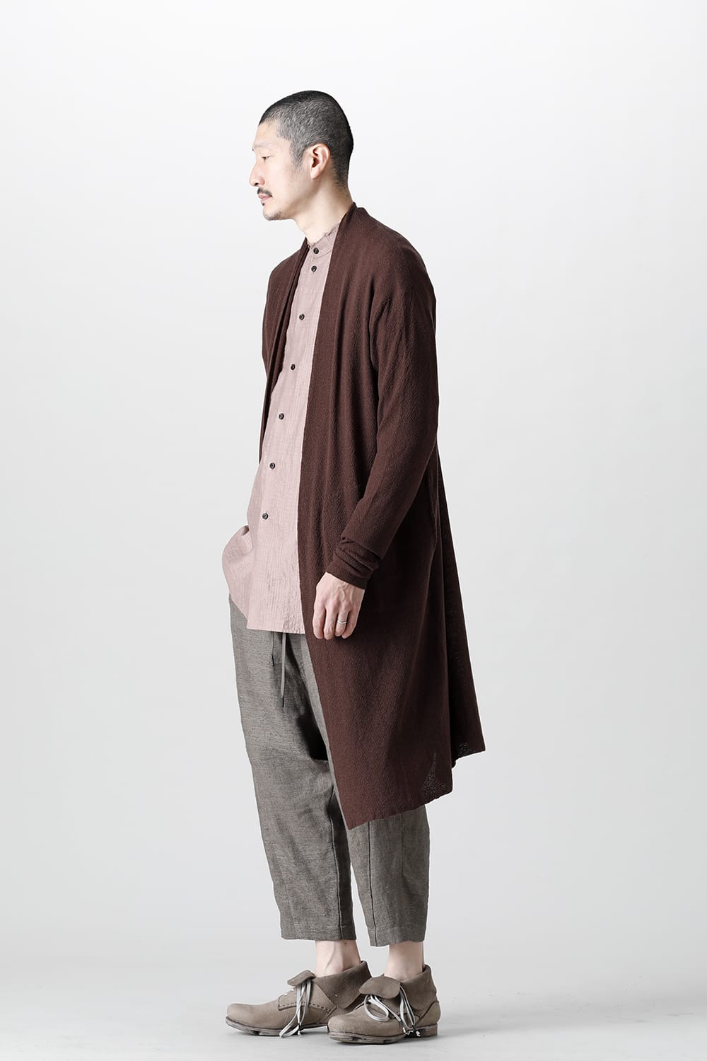 Long cardigan merino wool  Dark Brown