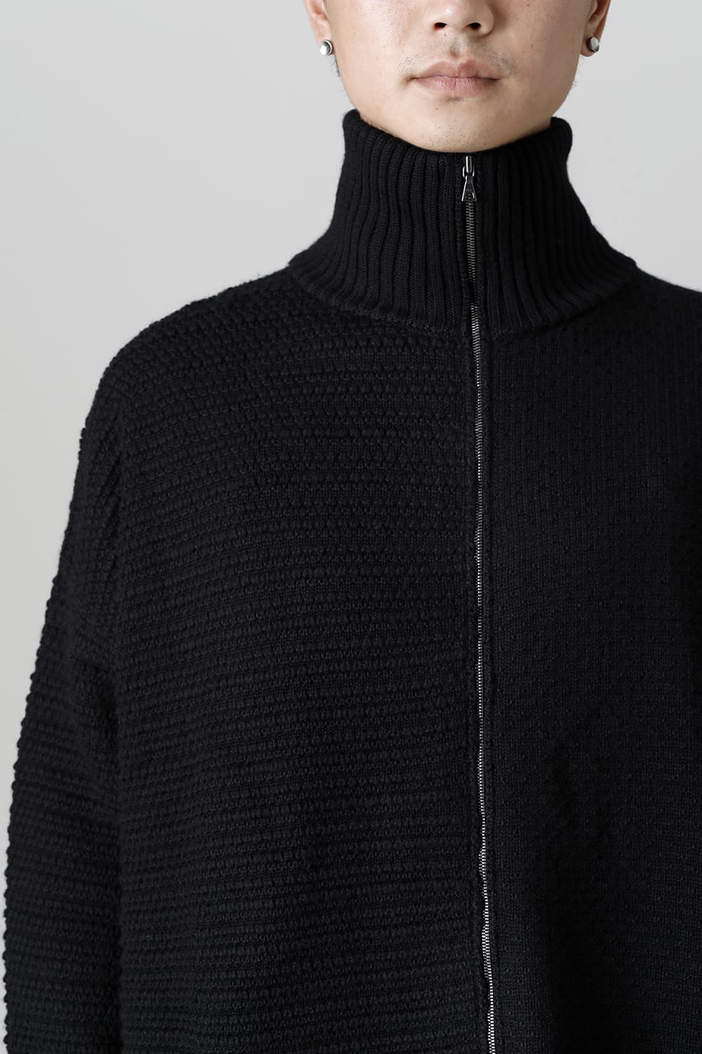 High neck knit merino wool Black