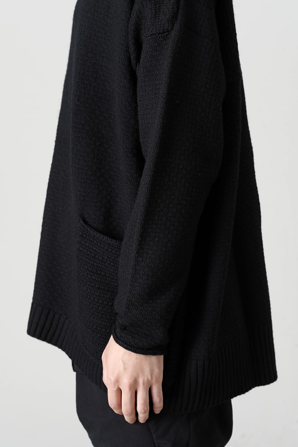 High neck knit merino wool Black