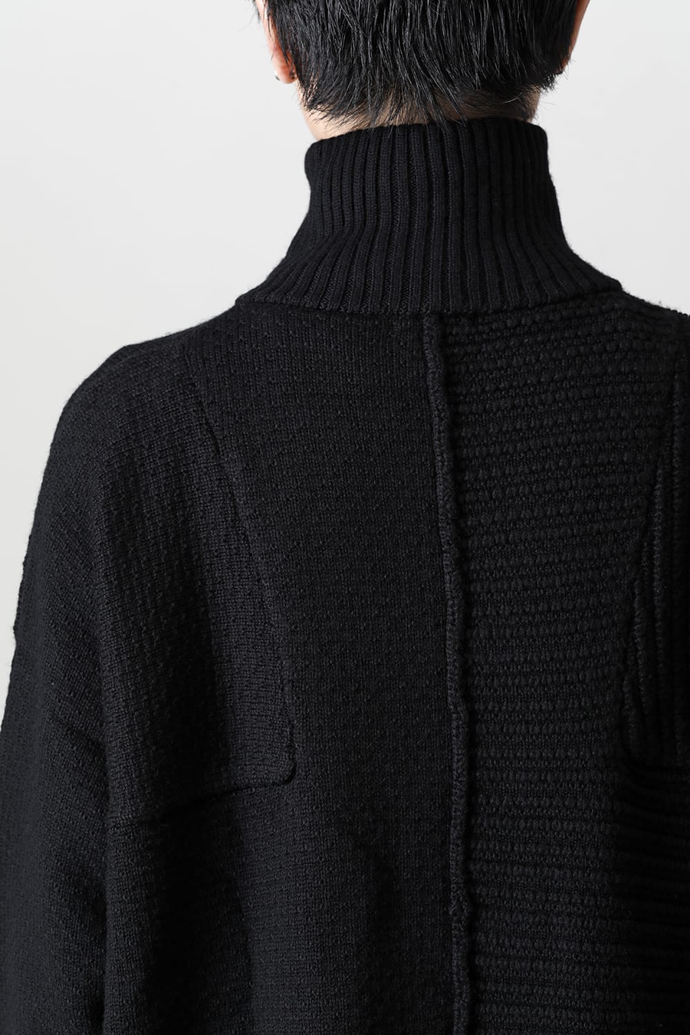 High neck knit merino wool Black