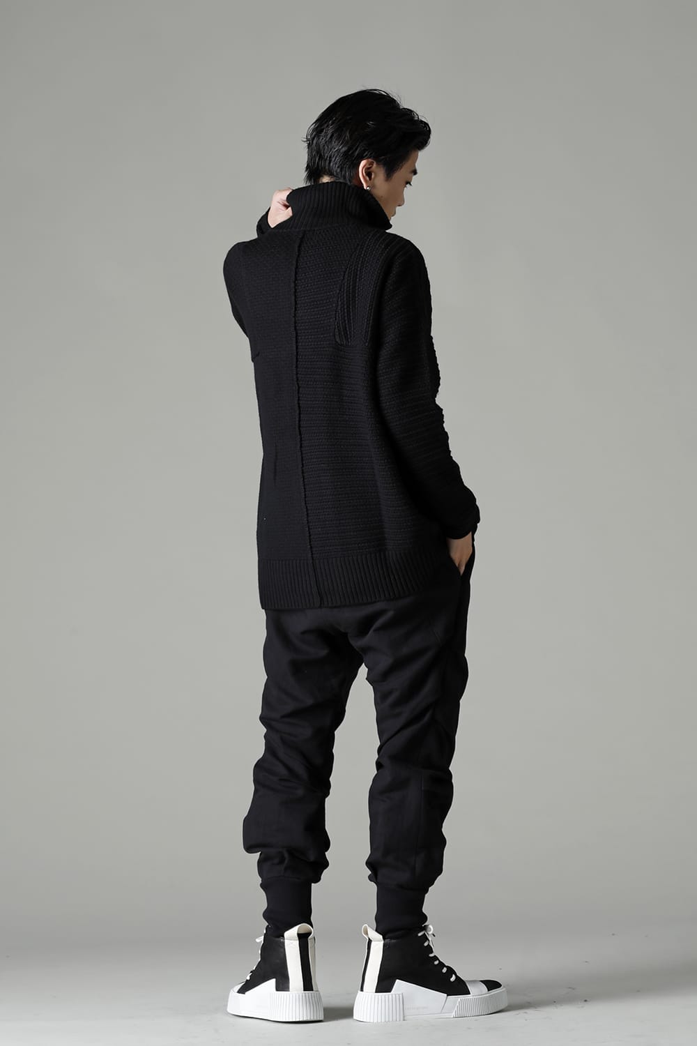 High neck knit merino wool Black