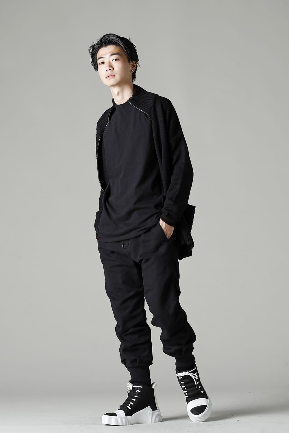 High neck knit merino wool Black