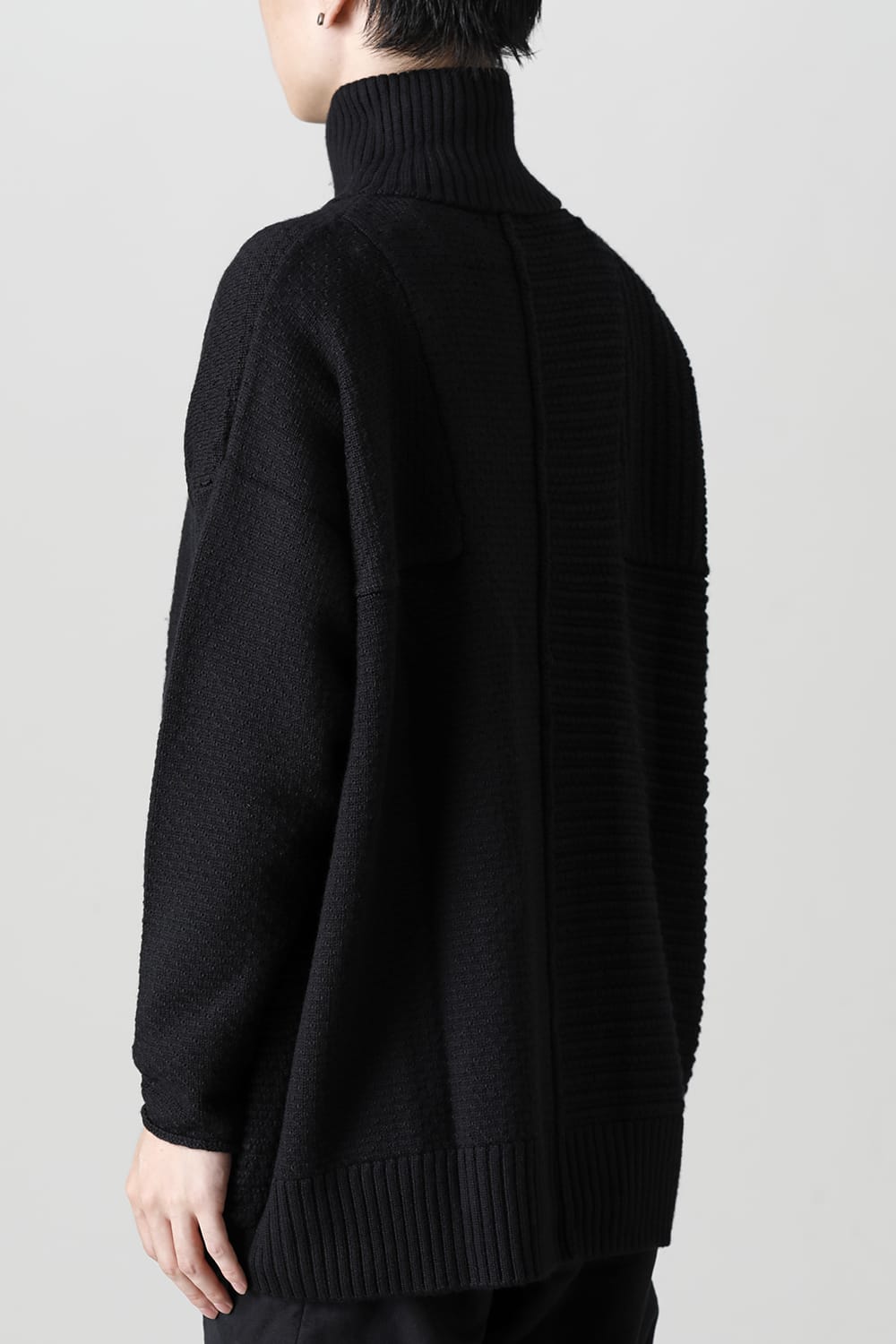 High neck knit merino wool Black