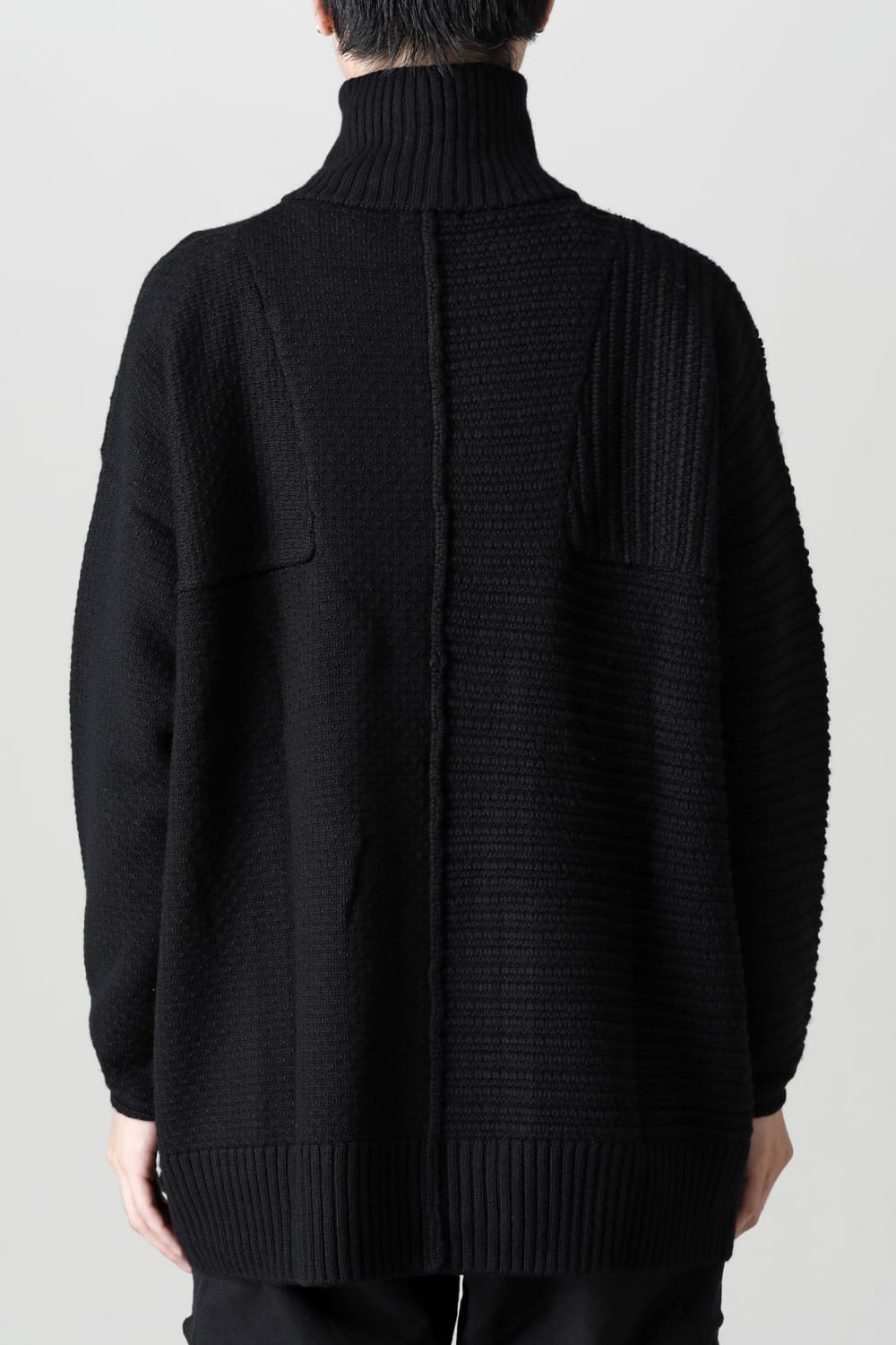 High neck knit merino wool Black