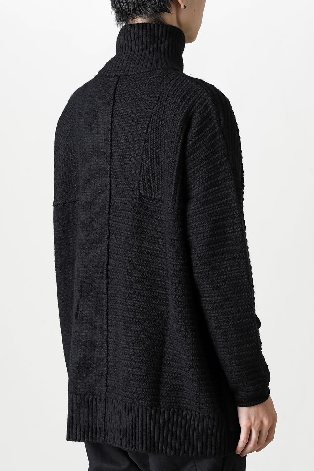 High neck knit merino wool Black