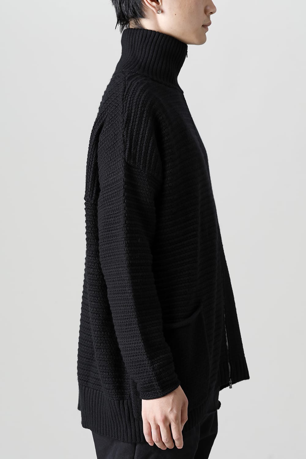 High neck knit merino wool Black