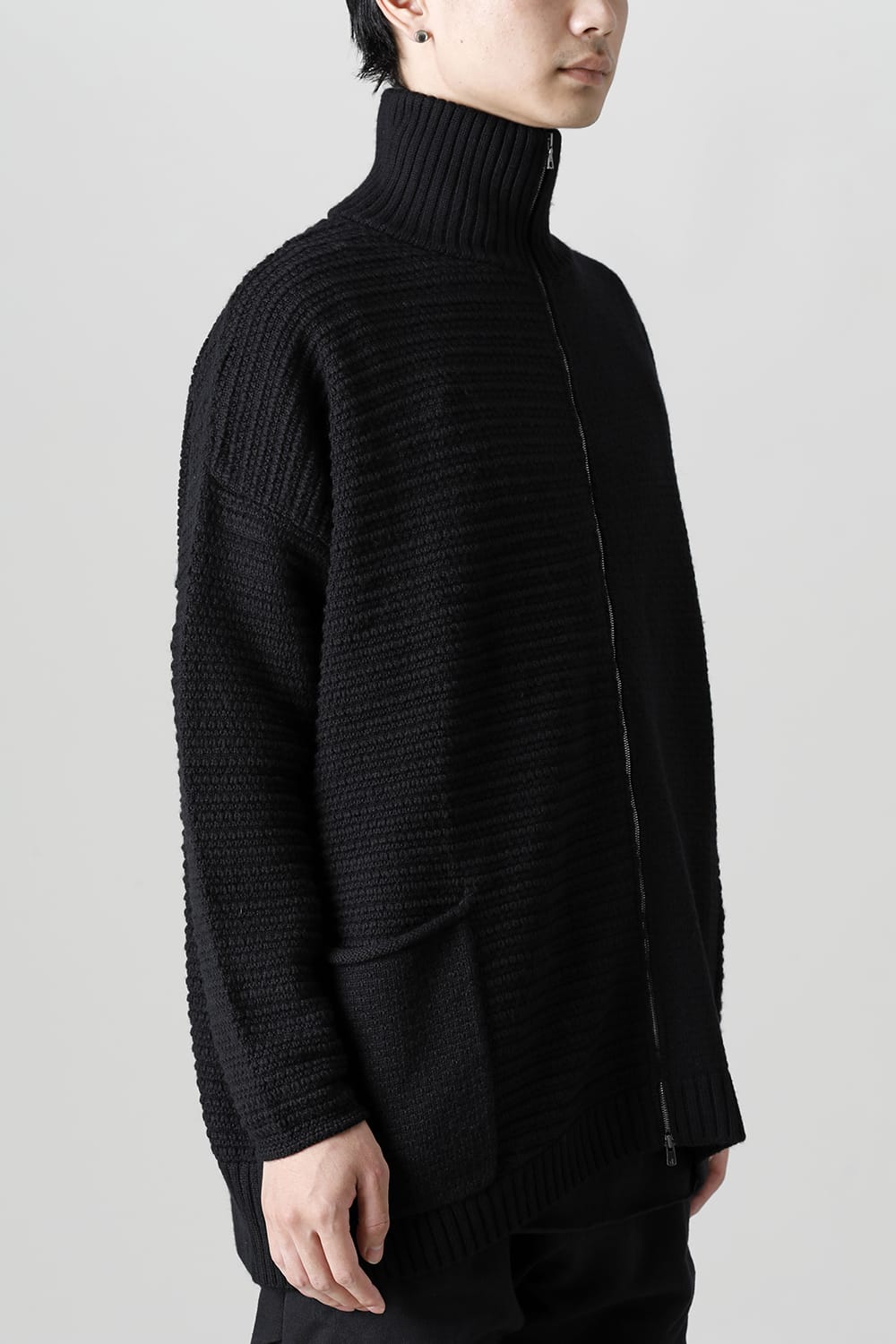 High neck knit merino wool Black