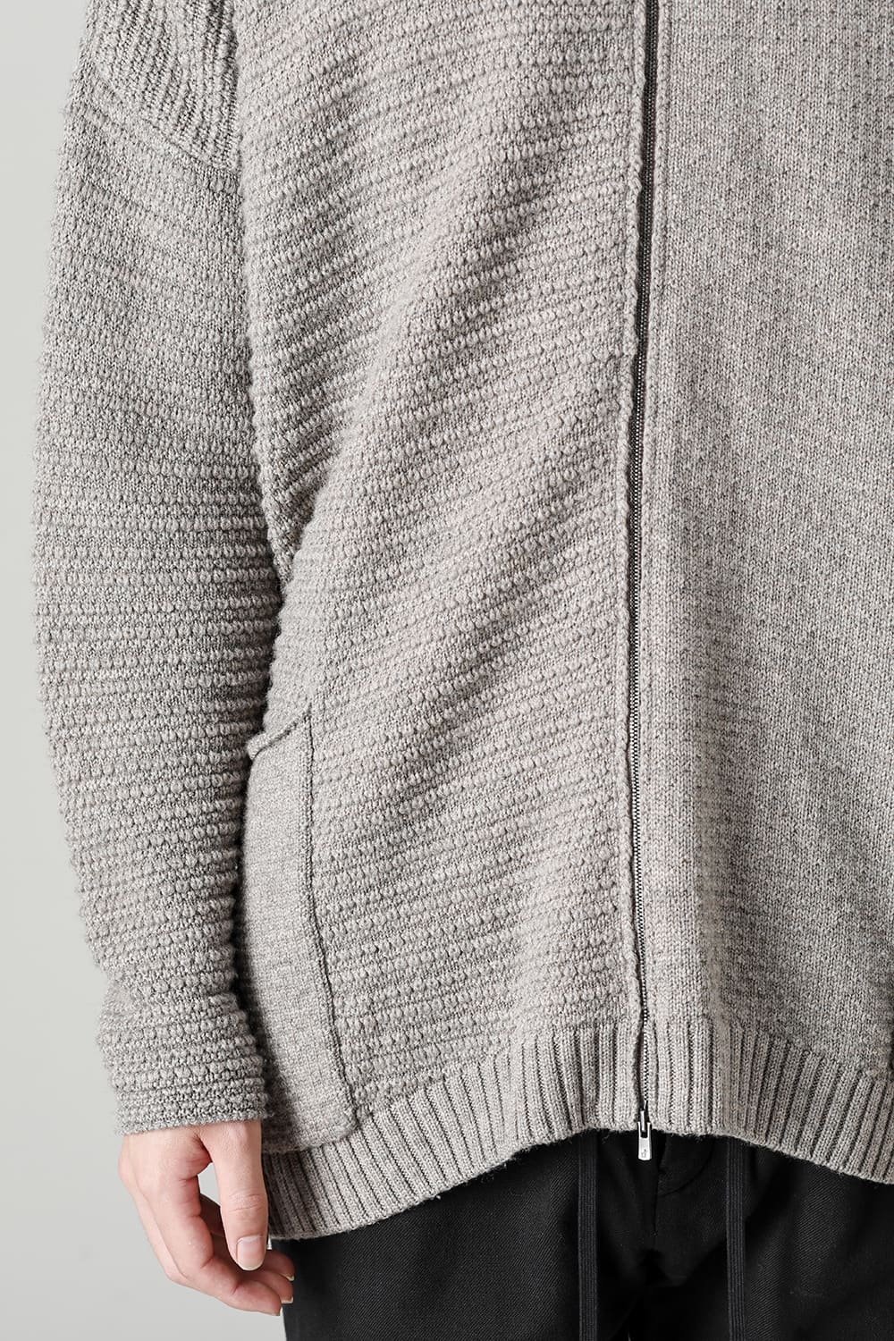 High neck knit merino wool Melange Gray