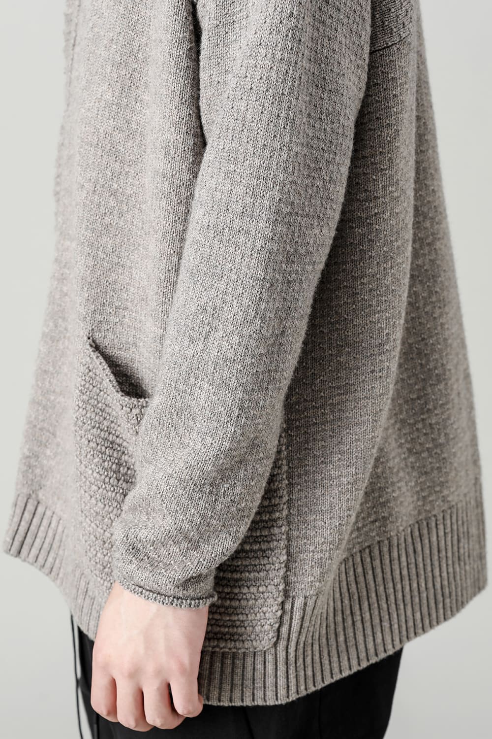 High neck knit merino wool Melange Gray