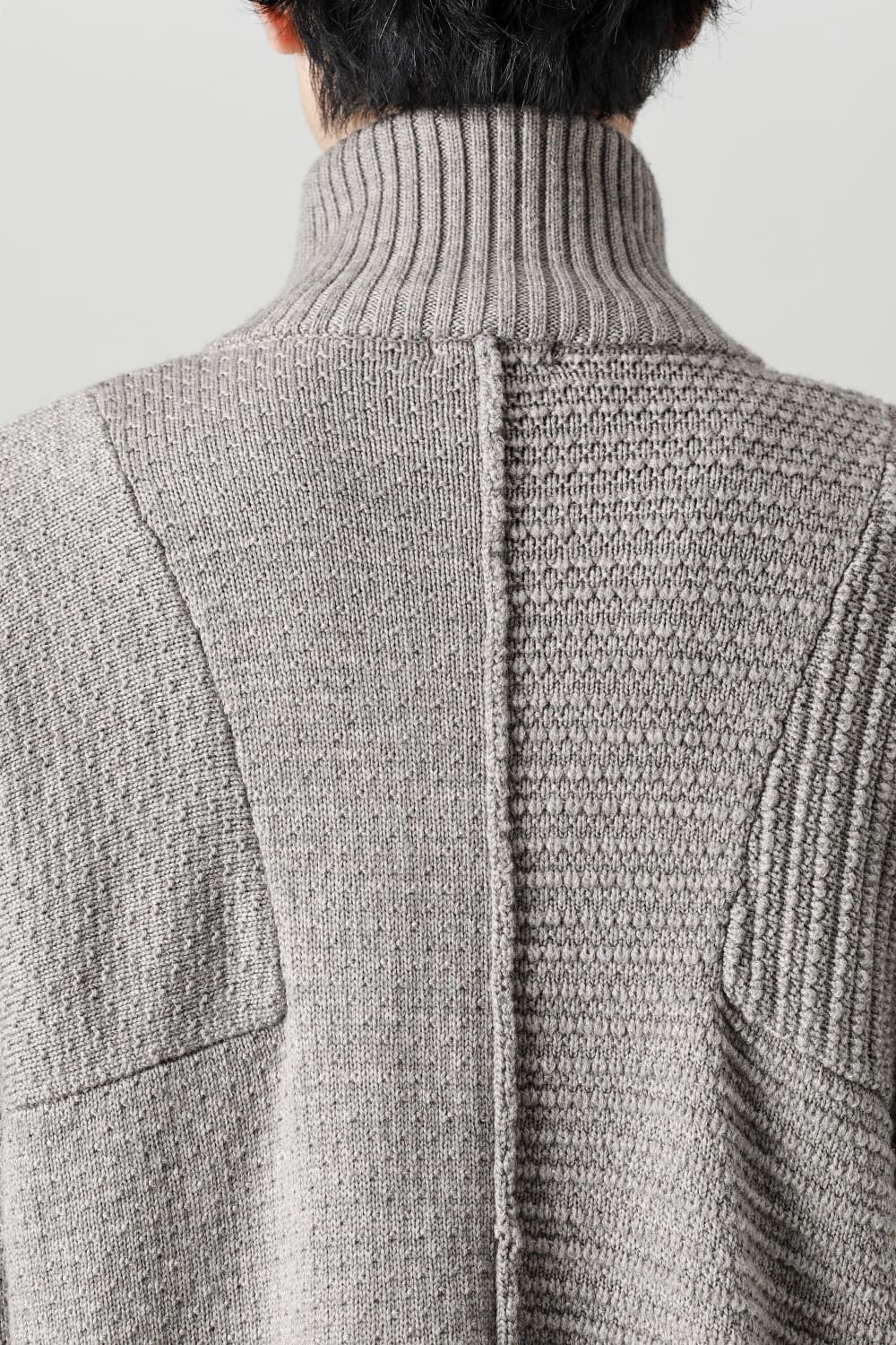 High neck knit merino wool Melange Gray