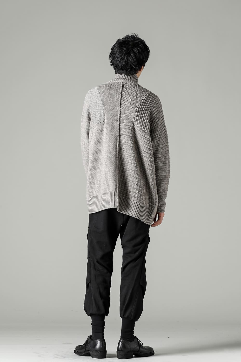 High neck knit merino wool Melange Gray