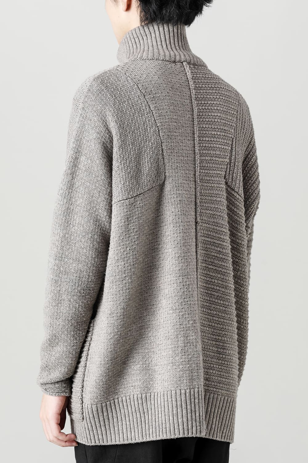 High neck knit merino wool Melange Gray