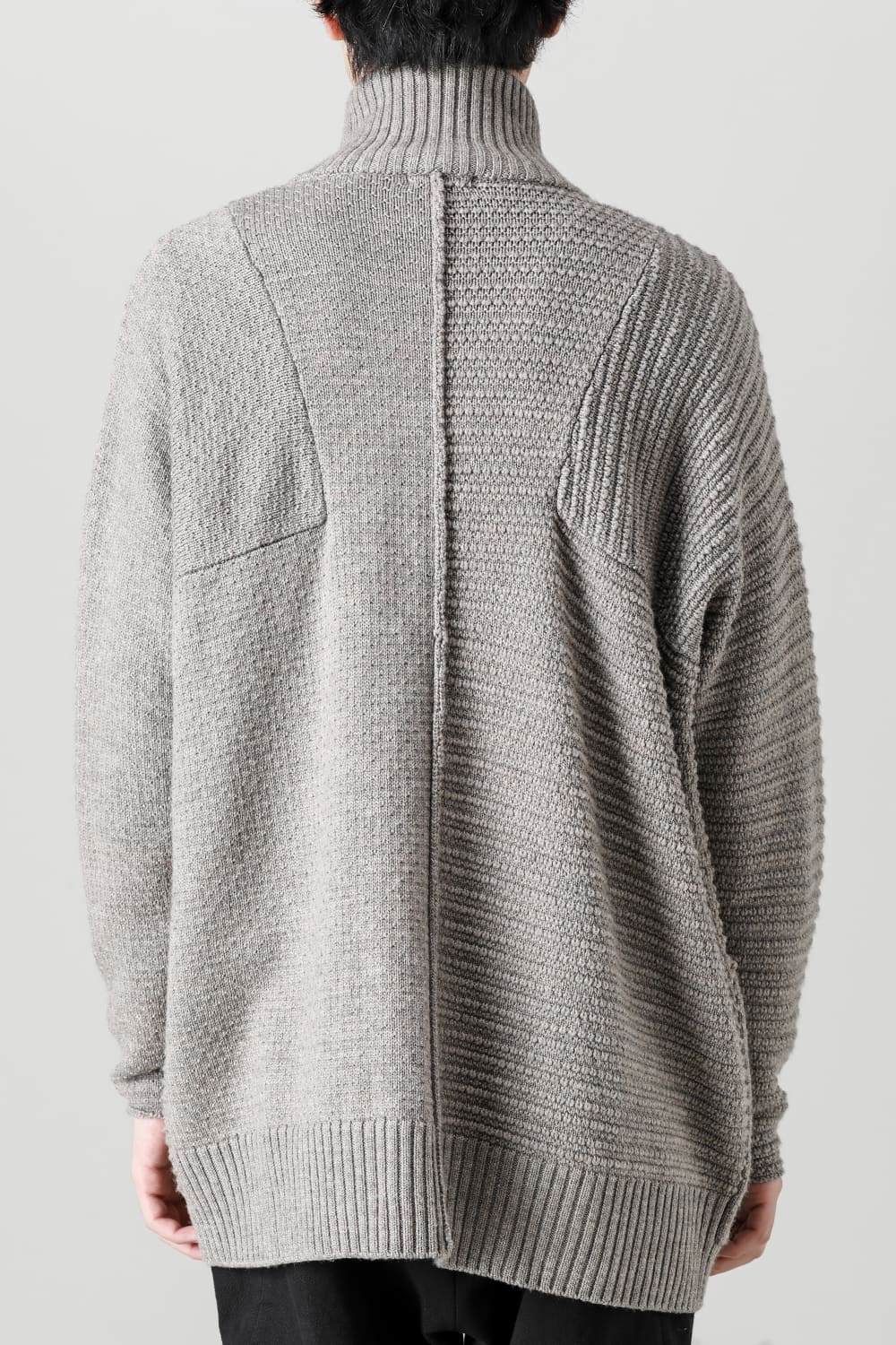 High neck knit merino wool Melange Gray