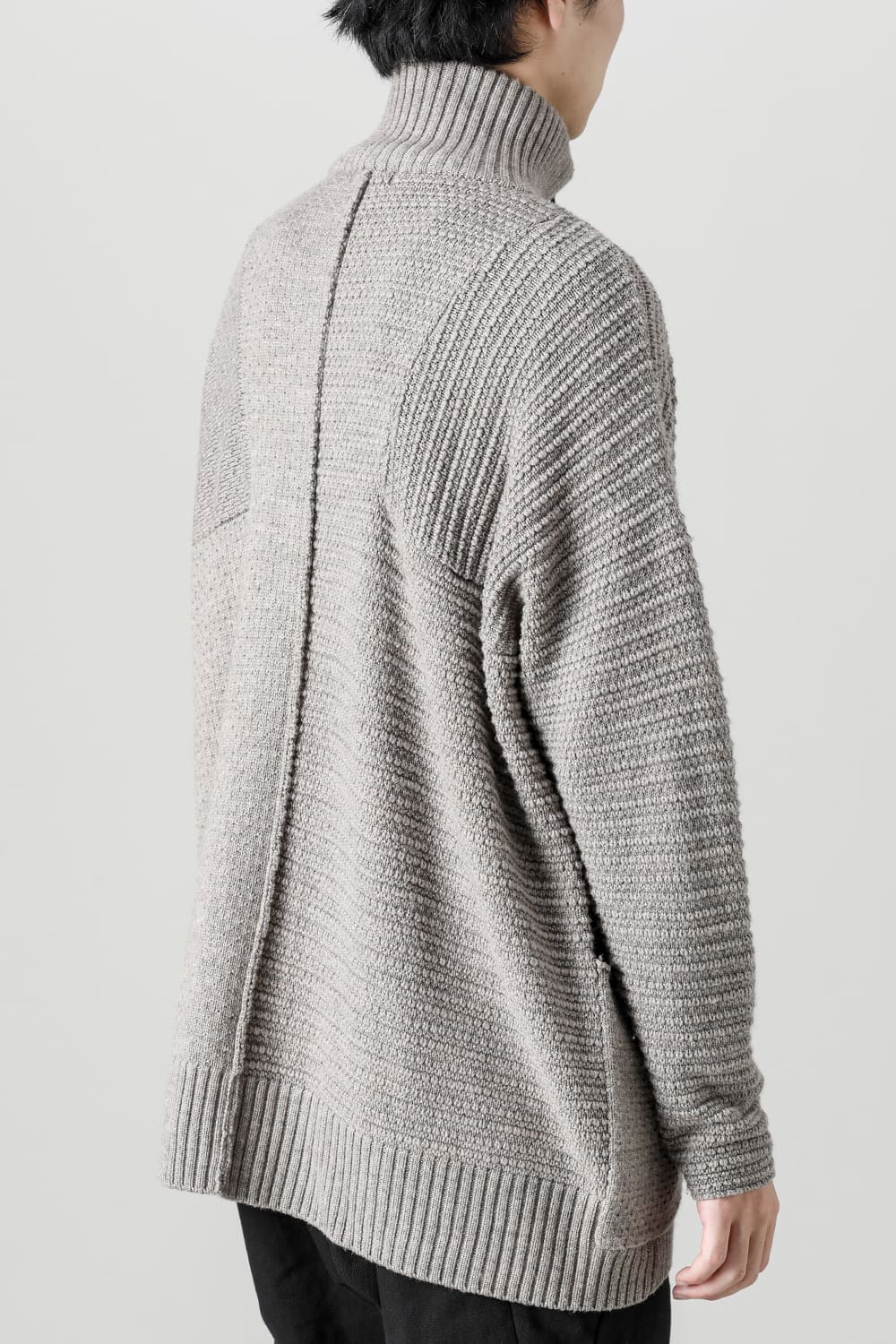 High neck knit merino wool Melange Gray