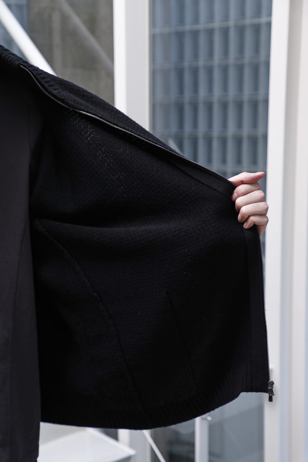 High neck knit merino wool Black