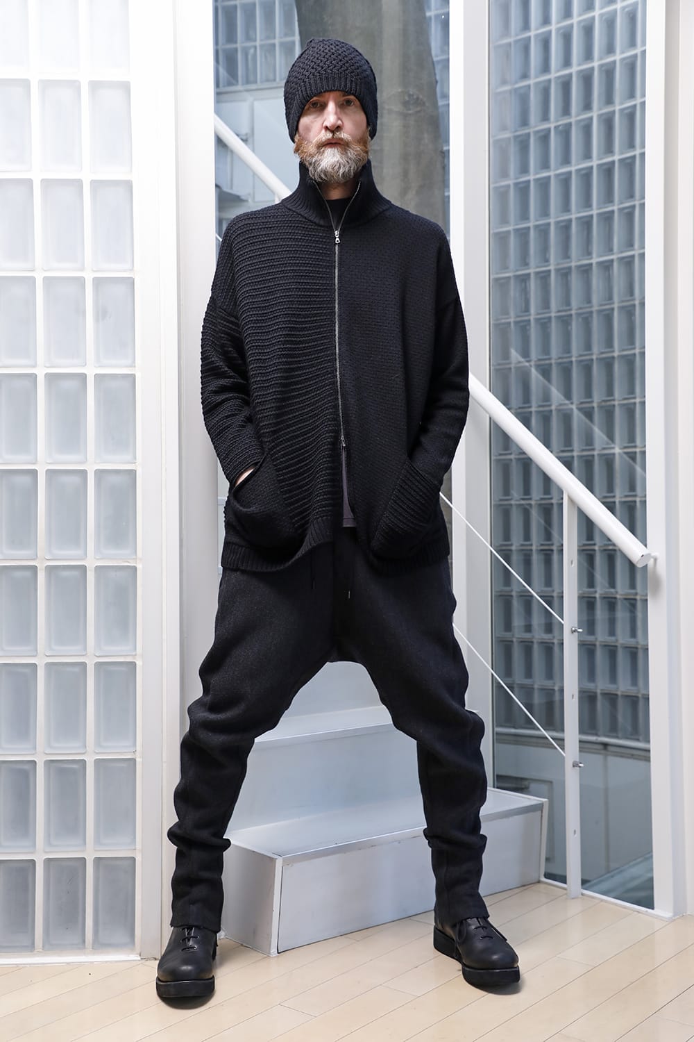 High neck knit merino wool Black