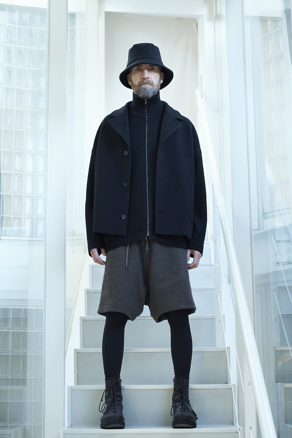 High neck knit merino wool Black