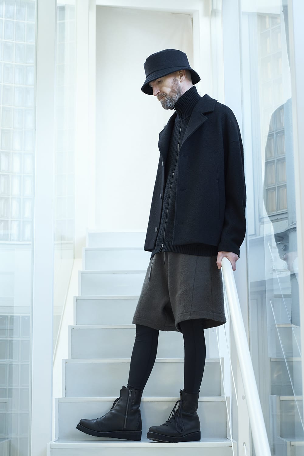 High neck knit merino wool Black