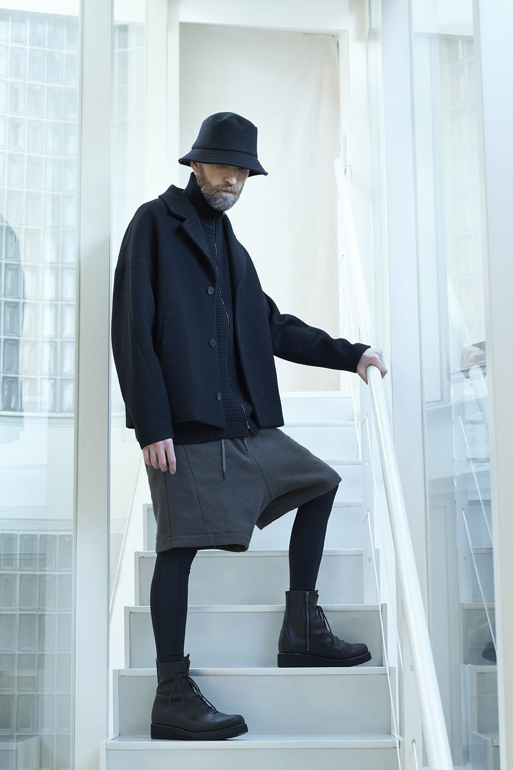 High neck knit merino wool Black