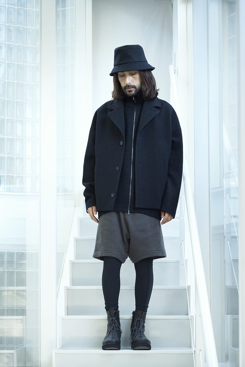 High neck knit merino wool Black