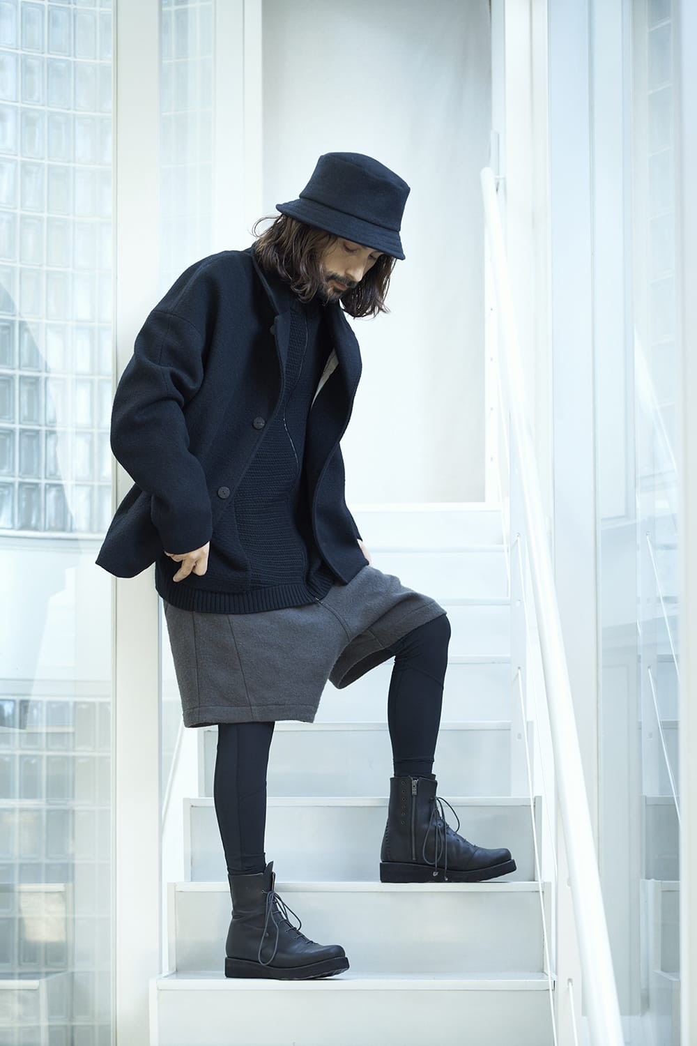 High neck knit merino wool Black