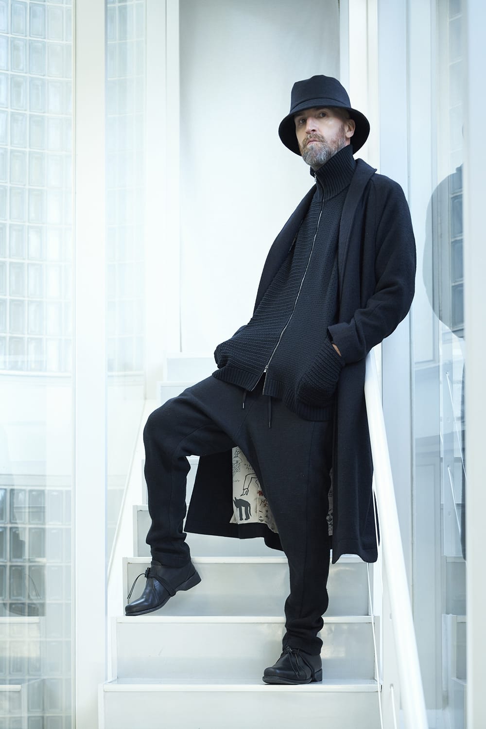 High neck knit merino wool Black