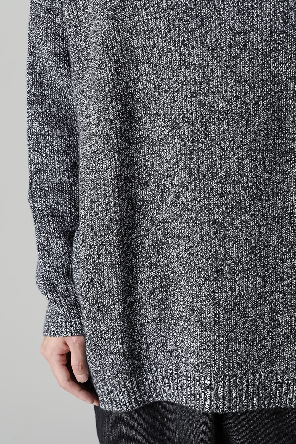 High neck knit cashmere Melange Black