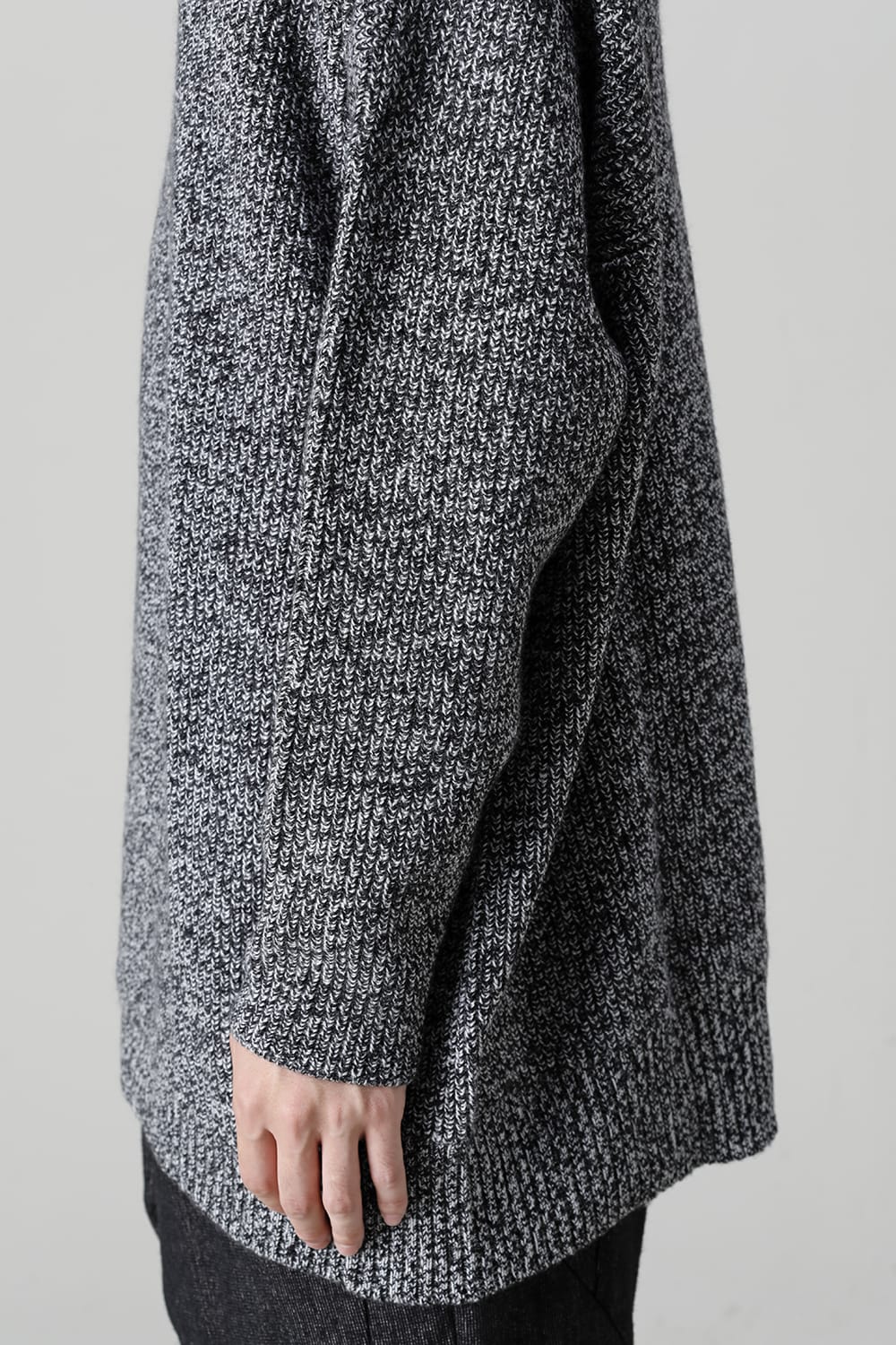 High neck knit cashmere Melange Black